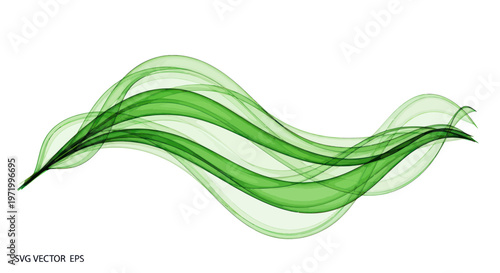 Abstract Green Wave Swirl Flowing Smoothly on White Background