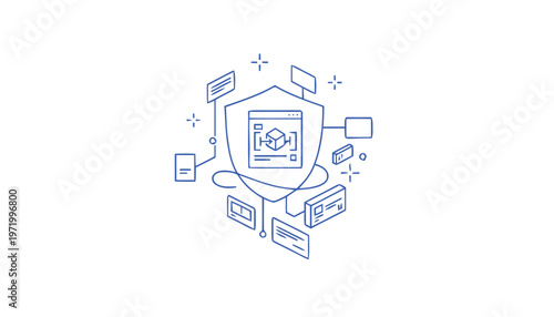 Shield Protecting Digital Information Security.