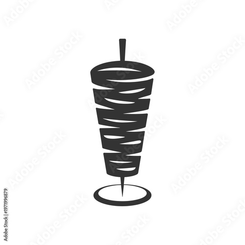 Simple black and white illustration of a shawarma or gyro meat stack