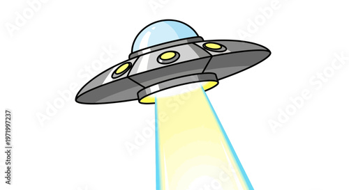 National Space Day illustration of UFO flying in outer space