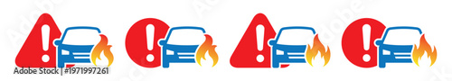 Car accident warning icon, Car crash icon, vector illustration