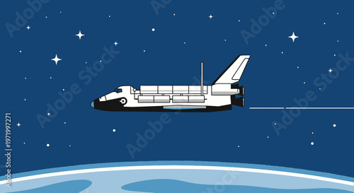National Space Day scene with a Space Shuttle in Space