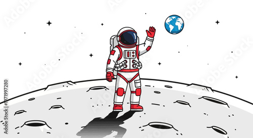 Astronaut Celebrates National Space Day on Lunar Surface with Earth View