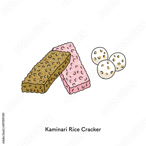 雷おこしのイラスト｜和菓子,米菓,お菓子,豆菓子