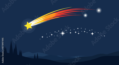 National Space Day scene with a comet streaking across the night sky