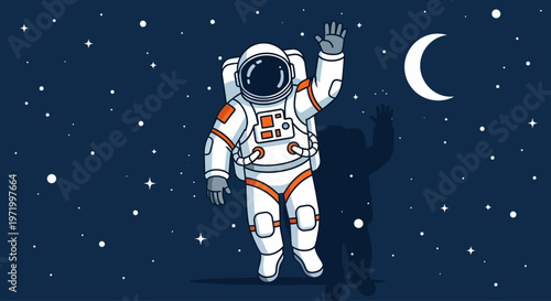 Astronaut celebrates National Space Day on a serene evening