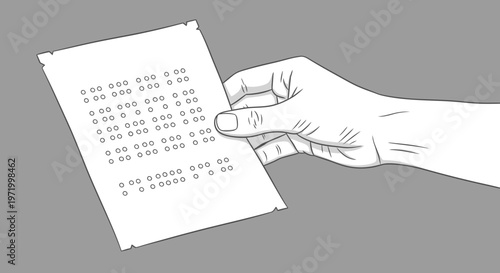 hand holding braille paper