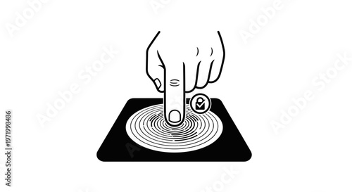 hand pressing button with finger