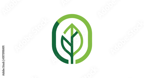 Stylized Green Leaf Logo Design in an Oval Shape.