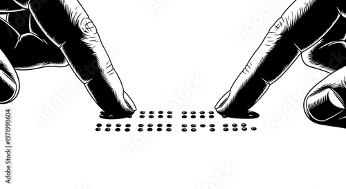 Hands reading braille text