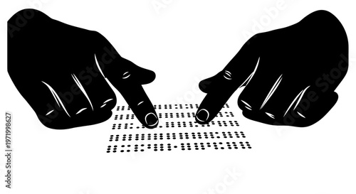hands reading braille
