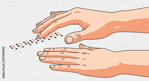 hands releasing colorful dots