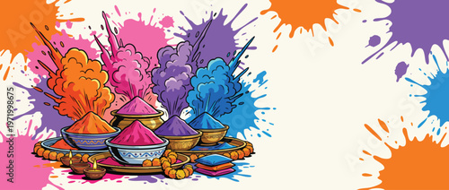 Holi Festival Powder Burst Presentation with Tidy Festive Detail