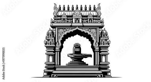 hindu temple entrance with fountain