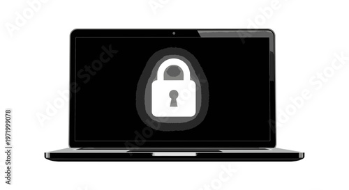 Laptop with padlock on screen