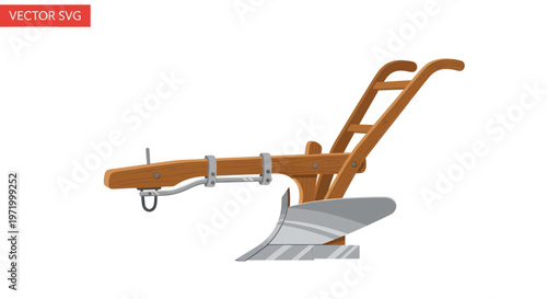 Vintage Wooden Plow, Agricultural Tool, Farming Equipment, Rustic Design