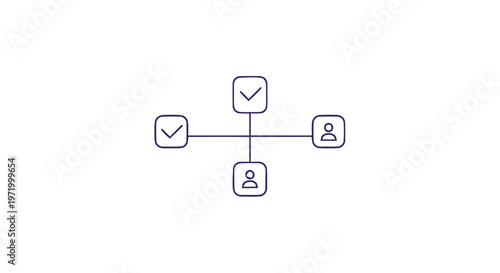 Simple Diagram Depicting Check Marks and People Icons Connected Together.