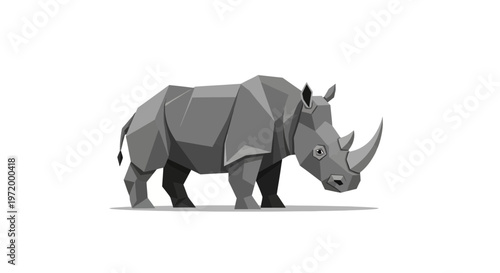 Geometric Rhinoceros Illustration - Low Poly Style Animal Art