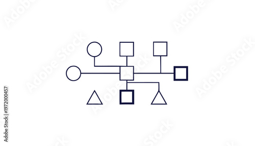 Simple Family Tree Diagram Illustrating Relationships and Lineage.