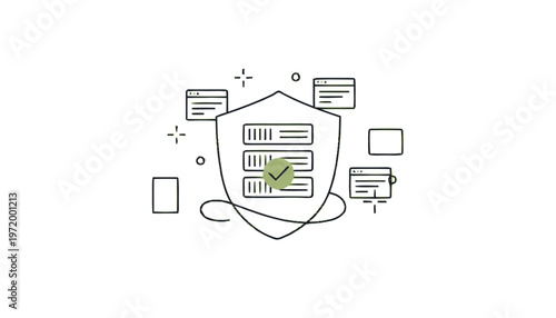 Shield with green check mark icon.