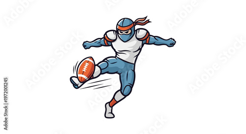 Ninja Football Player Kicking Ball, Action Sport Character