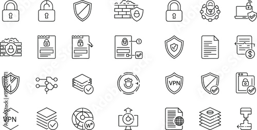 Cybersecurity and Protection Icons