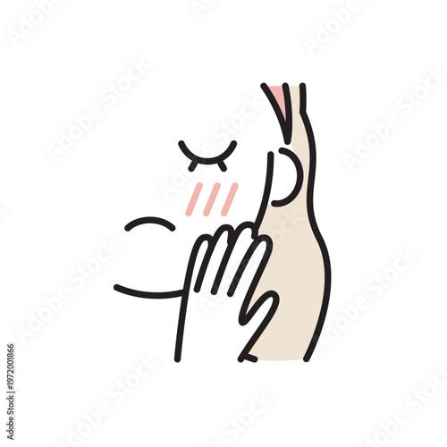 頬をケアするスキンケア動作アイコン（保湿・春の肌荒れ対策）