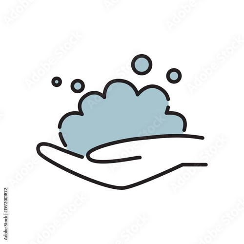 泡を持つハンドアイコン（洗顔・スキンケア）