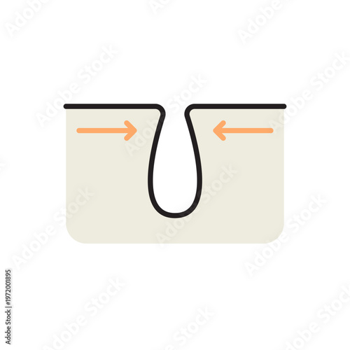 毛穴の引き締まりを表す皮膚断面アイコン（スキンケア効果）