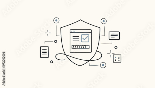 Shield Protecting Computer Screen Icon.