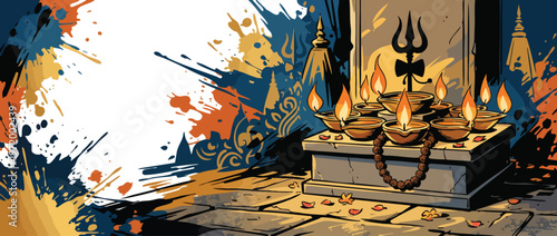 Thanksgiving Lamps Arranged with Abstract Splashes in Festive Colors