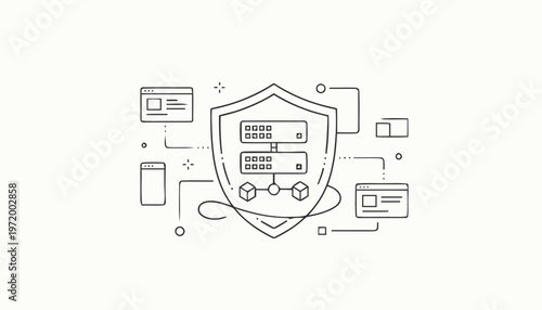 Shield with computer circuit board.