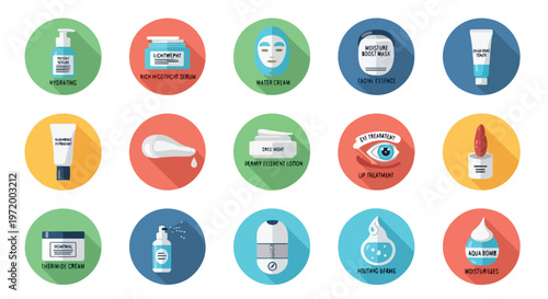 Set of 15 Skincare and Beauty Product Icons Vector