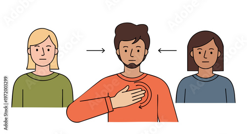 Flat vector illustration of a man using sign language for please