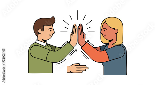 Man and woman giving high five gesture of success and partnership