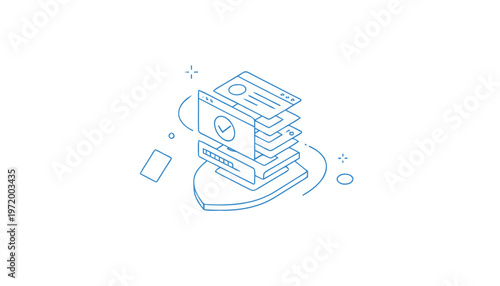 Stack of books with digital elements.