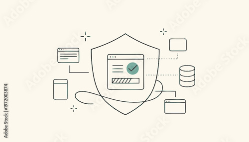 Shield Protecting Data Security Concept.