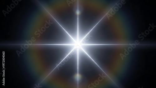 A radiant sunburst against a cosmic backdrop of stars illustration. Radiant explosion of light against a dark backdrop illustration