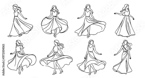 a set of eight different ballet dance poses