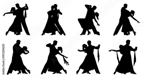 a set of silhouettes of people dancing