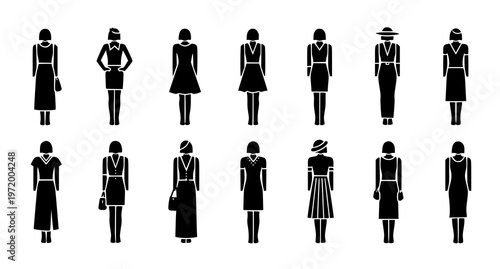 a group of women in various business attire poses