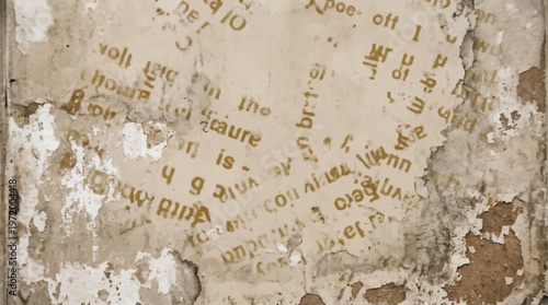 Vintage vector illustration of distressed wall with faded writing