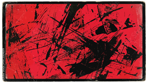 Red and black abstract vector graphic illustration with scratches and marks