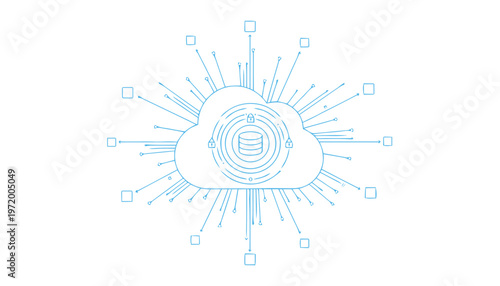Stylized Cloud Computing Icon with Data Storage Representation.