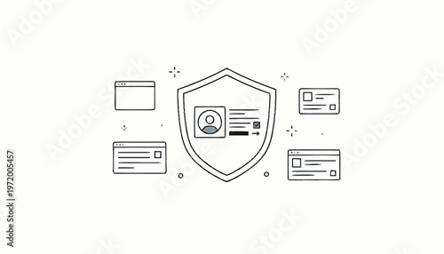 Shield with personal data protection icons.