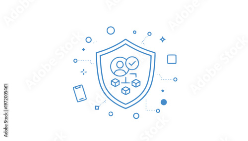 Shield with people icons protection.