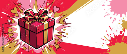 Valentine Gift Box with Comic Accents and Romantic Energy