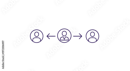 Three People Icons with Arrows Representing Communication and Connection.