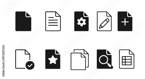 Minimal Document File Icon Set Outline UI File Management Icons