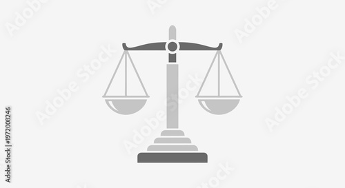 Gray Justice Scale Icon Symbol for Law Equality and Legal Balance Illustration